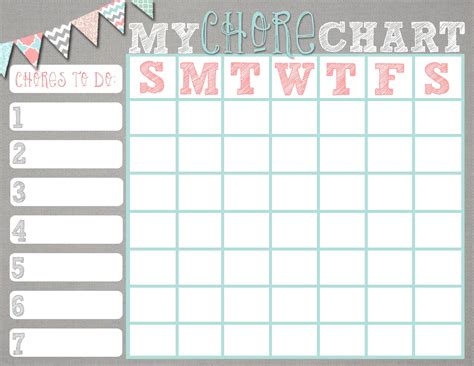 Free Printable Monthly Chores Chart For Kids