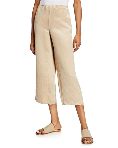 Eileen Fisher Linensilk Wide Leg Crop Pants Neiman Marcus