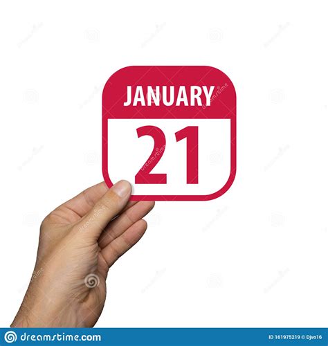 January 21st Day 20 Of Monthhand Hold Simple Calendar Icon With Date
