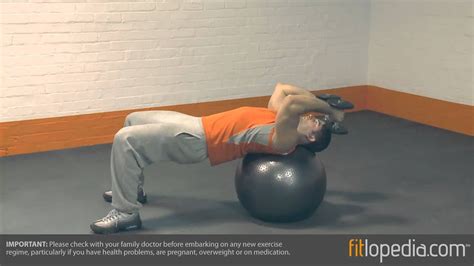 Lying Down Swiss Ball Dumbbell Tricep Extension Youtube