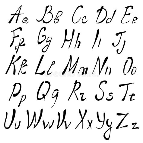 English Alphabet Calligraphic Hand Drawn Font Vector Illustration