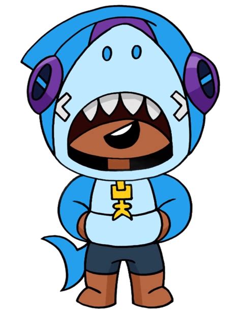 How To Draw Leon In A Shark Costume From The Game Brawl Stars Step By