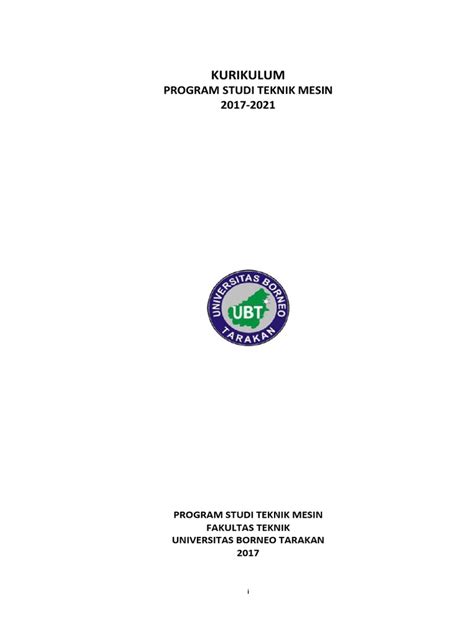 Kurikulum Teknik Mesin Ft Ubt 2017 2021 Revisi Okt2018 Pdf