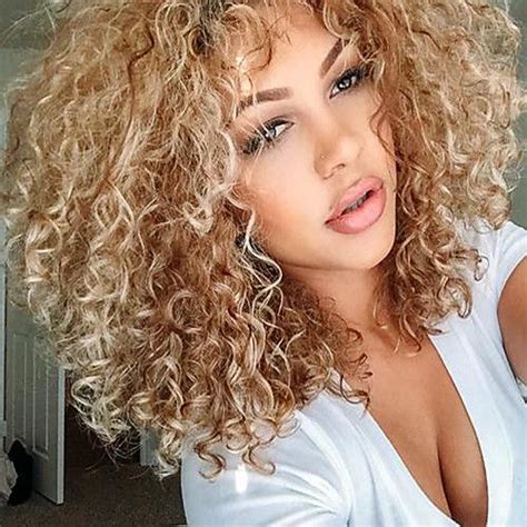 Synthetic Wig Curly Style With Bangs Capless Wig Blonde Blonde