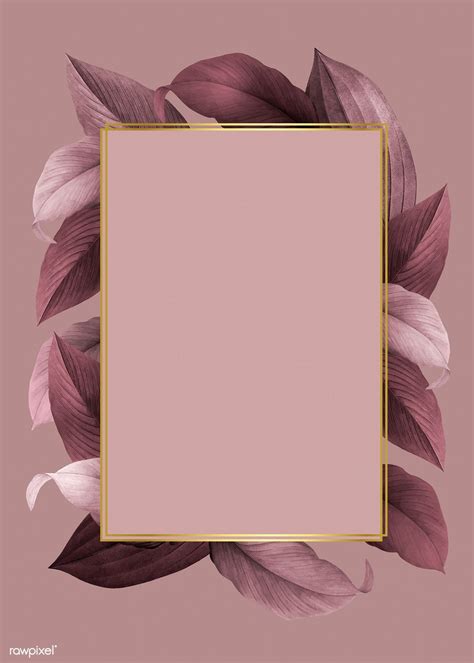 Golden Frame On A Pink Leafy Background Vector Free Image By Rawpixel