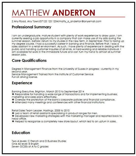 Part time job resume example for a teenager. Cool Cv Template Uk Retail Picture