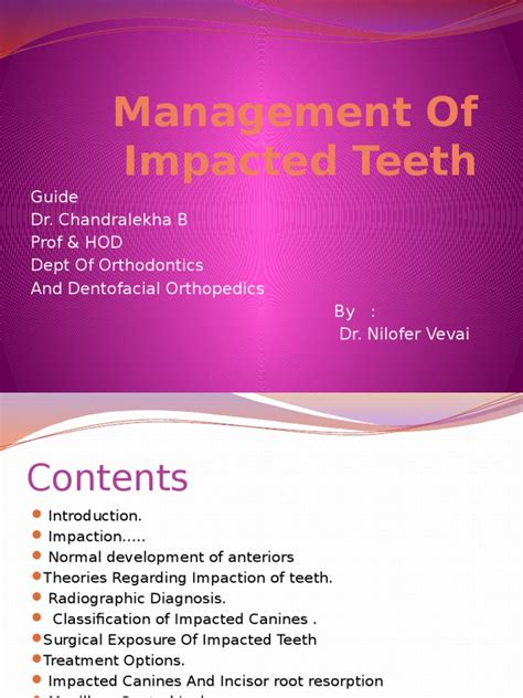 Management Of Impacted Teeth Pdf Tooth Human Tooth