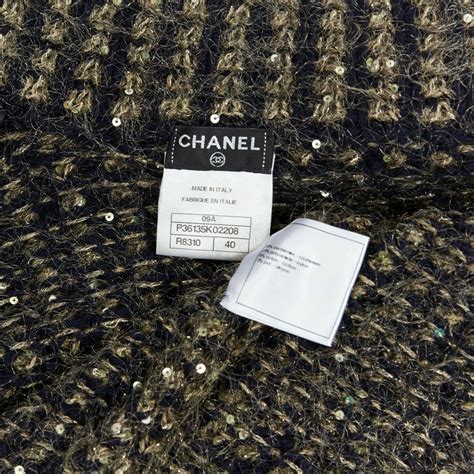 Chanel 09a Gold Blue Sequin Cashmere Double Headed Eagle Military