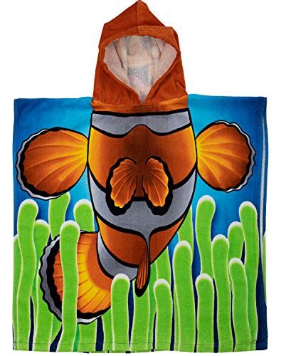 Kids Super Soft Clownfish Cotton Hooded Poncho Bath Beach Pool Towel