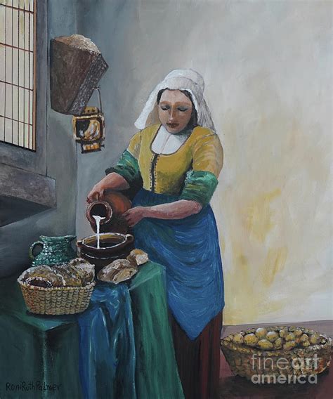 Woman Pouring Milk Painting By Roni Ruth Palmer Fine Art America