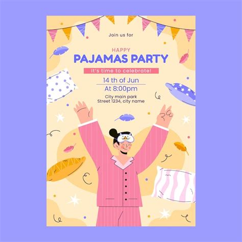 Free Vector Flat Design Pajamas Party Invitation Template