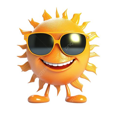Funny Cartoon Character Sun In Dark Glasses Cartoon Character Sun