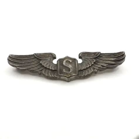 Antique World War Ii Us Air Force Service Pilot Wings Sterling Silver
