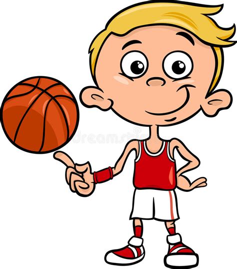 Boy Basketball Player Cartoon Illustration Stock Vector