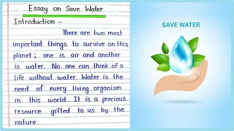 Essay On Save Water In English Write An Essay On Save Water Save