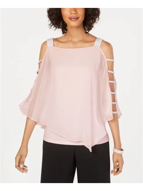 Msk Msk Womens Pink 34 Sleeve Square Neck Formal Top Size Ps