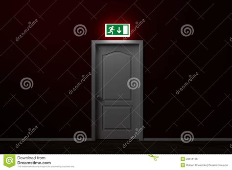 Emergency Exit With Sign Over Door Royalty Free Stock