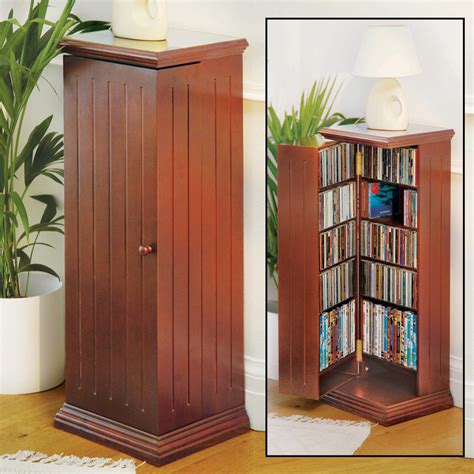 Dvd Holder Stand Media Storage Movie Cd Cabinet Book Shelf Wood