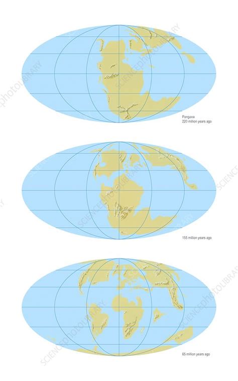 Pangea Break Up Global Maps Stock Image C0180196 Science Photo