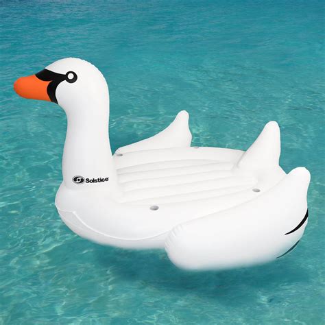 Swimline Giant Swan Inflatable Ride On Swimming Pool Float Raft Island
