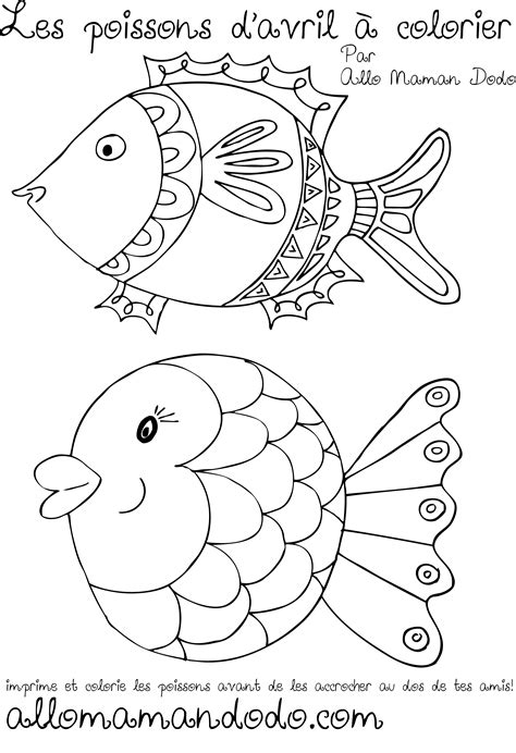 Des poissons à imprimer colorier et accrocher Poisson d avril