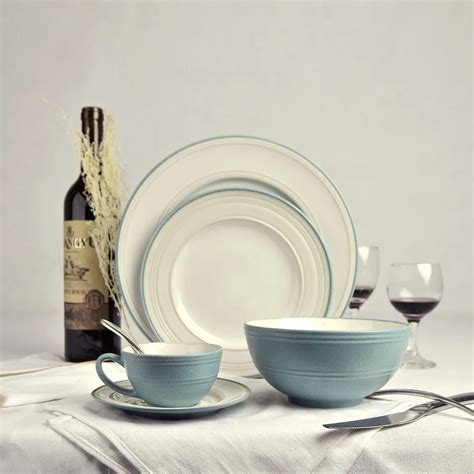 Fashion Solid Blue Ceramic Tableware Set Fine China Dinnerware Sets