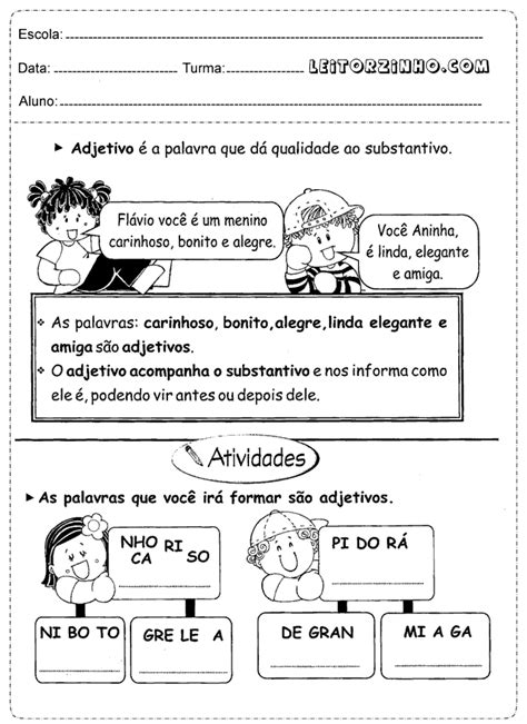Atividades De Português 4° Ano Adjetivos — SÓ Escola
