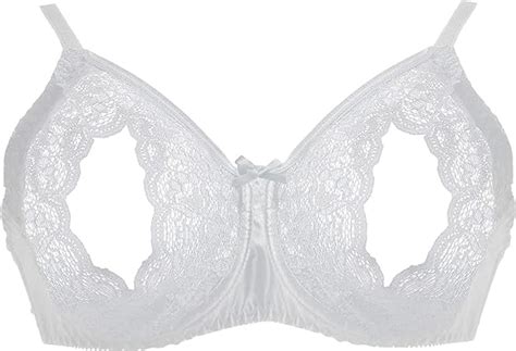 empire intimates lace peek a boo bra open cup bare breasts nipples white 36 uk
