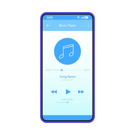 Music Player App Interface Vector Color Template Mobile Application