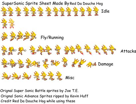 Super Sonic Sprite Sheet By Reddadouchehog On Deviantart