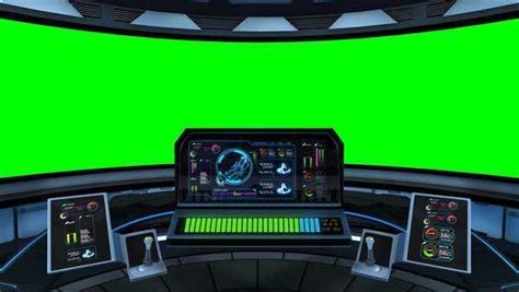 Loopable Animation Of Spaceships Captains Bridge With Green Screen