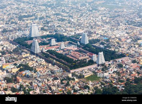 Hindu Temple And Indian City Aerial View Arulmigu Arunachaleswarar