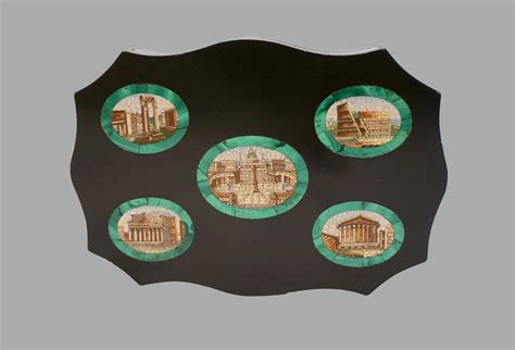 Grand Tour Micro Mosaic Paperweight Depicting 5 Ancient Roman Monuments