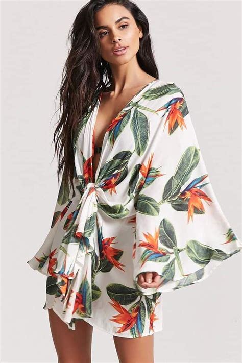 Forever 21 Tropical Floral Swim Cover Up Swimsuit Cover Ups Swimsuit