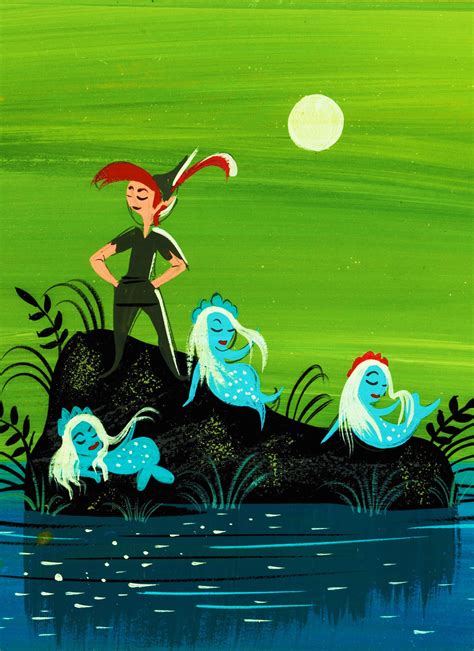 Mary Blair Vintage Peter Pan Peter With Neverland Mermaids Concept