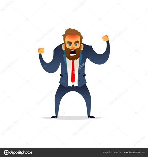 Vector Bearded Businessman Angry Bearded Businessman In A Rage The