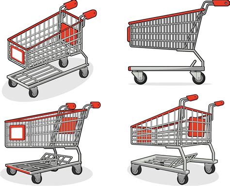 Shopping Cart Supermarket Store Trolley Cartoon Isolated Illustration