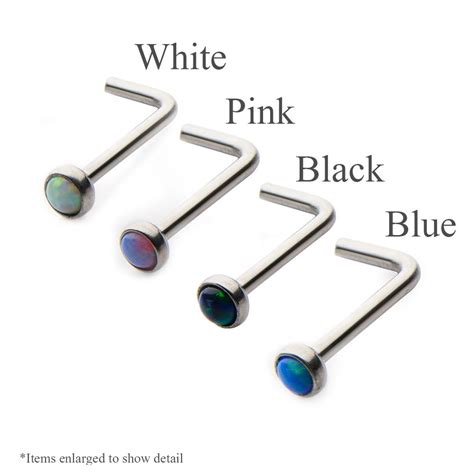 20g Nose L Bend With 2mm Bezel Set Synthetic Opal 316l Surgical Steel