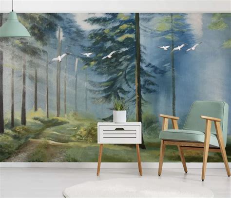 Murwall Forest Wallpaper Misty Jungle Landscape Wall Mural