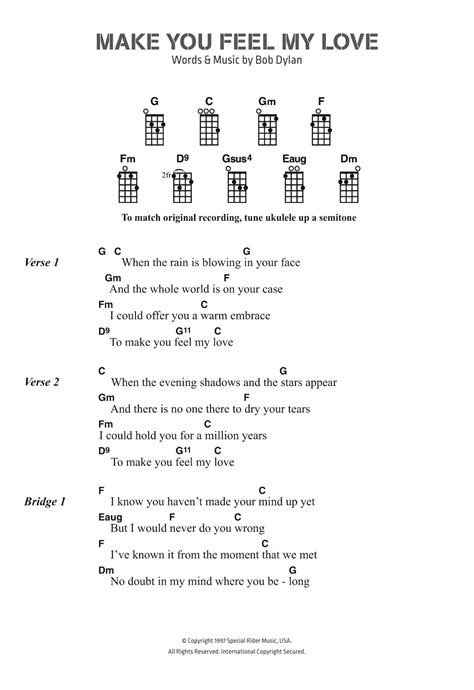 Verse 4 a e i could make you happy, make your dreams come true. Make You Feel My Love Sheet Music | Bob Dylan | Ukulele ...
