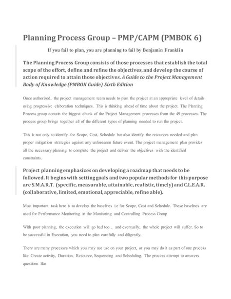 Planning Process Group Pmpcapm Guide Pdf