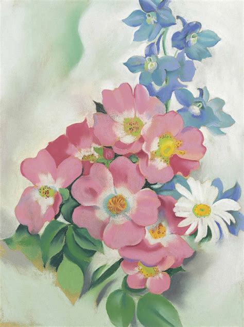 By the early 1920s, when o'keeffe turned her attention to representational painting, she had used flowers as subject matter for almost two decades and had been exposed to advanced photographic techniques for at least half a decade. Georgia O'Keeffe (1887-1986) , Pink Roses and Larkspur ...