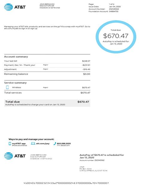 Att Final Bill Pdf Atandt Mobility Cheque