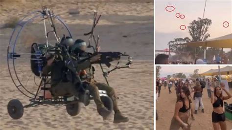 Video Hamas Militants Paraglide Into Israeli Rave Party Partygoers