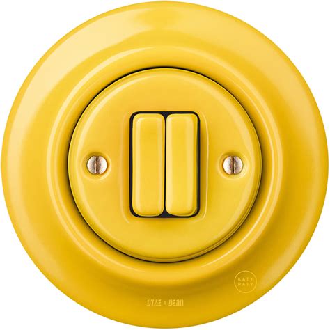 Porcelain Wall Light Switch Yellow Double In 2022 Porcelain Light