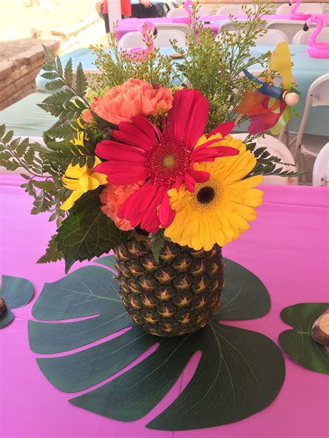 Pineapple Flower Centerpiece Hawaiian Party Decorations Luau Theme Party Luau Party Centerpieces