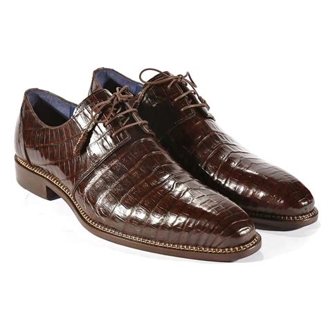 Mezlan Brown All Over Genuine Crocodile Derby Shoes 4836 F 75000