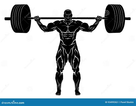 Weightlifter With A Barbell Fitness And Bodybuilding Silhouette Logo