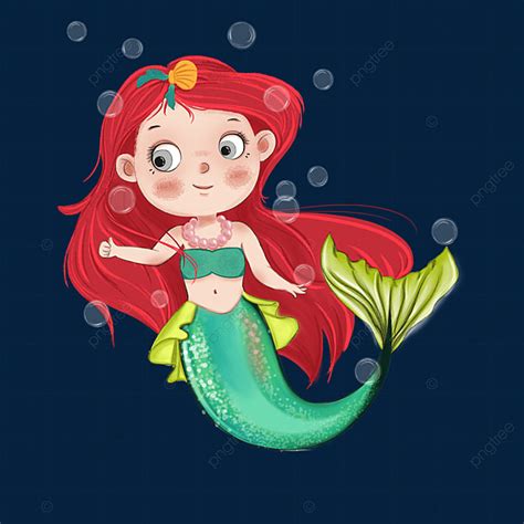 Cute Little Mermaid Clipart Transparent Background Cute Red Hair