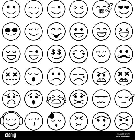 Smiley Symbole Emoticons Mimik Internet Stock Vektorgrafik Alamy